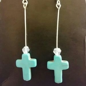 Turquoise Cross Earrings